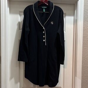 Ralph Lauren Black Long Sleeve Night Shirt with White Accents